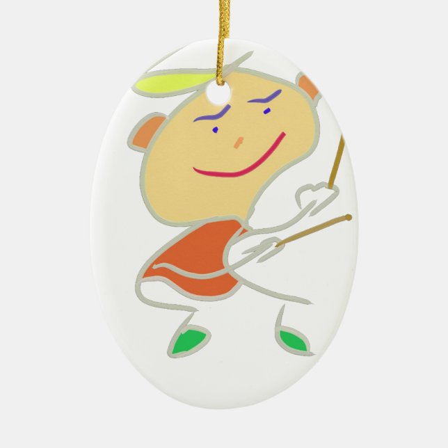 Drummer Boy Ceramic Ornament (Front)