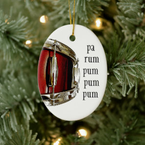 Drummer Boy Christmas Snare Drum Musician Holiday Ceramic Ornament