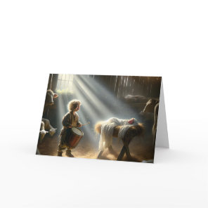 Drummer Boy In a Barn Stable Holiday Card