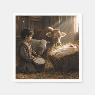 Drummer Boy Nativity Scene in a Stable Napkins