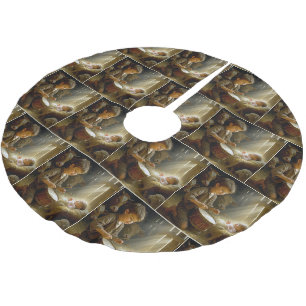 Drummer Boy Playing His Drum For Baby Jesus Brushed Polyester Tree Skirt