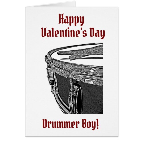 Drummer Boy Valentine Card Snare Drum Drum Sticks