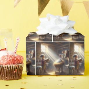 Drummer Boy With Baby Jesus In a Manger Wrapping Paper