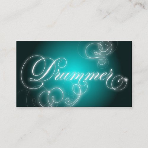 Drummer Business Card Elegant Flourish Glow