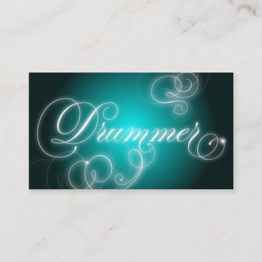Customizable Drummer Business Card Elegant Flourish Glow