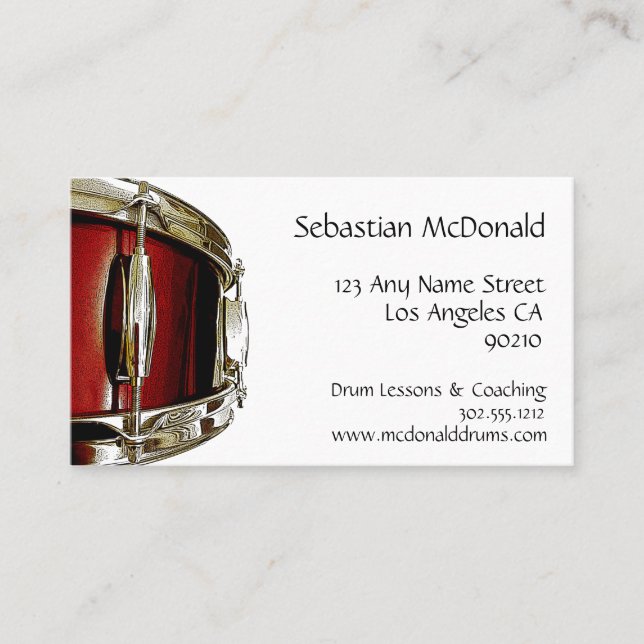 Drummer Business Card Percussion Business Card (Front)