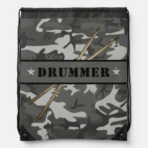 DRUMMER Camouflage Drumsticks Rocker Drum Drumming Drawstring Bag