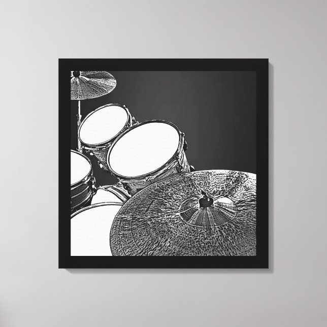 Drummer Canvas Drum Kit with Crash Square Art Print (Front)