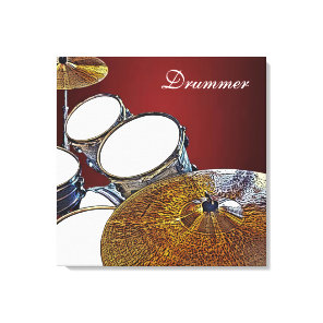 Drummer Canvas Drum Kit with Crash Square Art Print