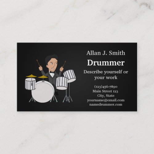 Drummer cartoon business card