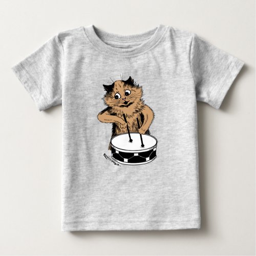 Drummer Cat Baby T_Shirt