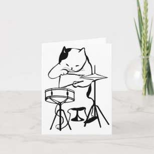 Drummer Cat Drums Musician Rock Jazz Funny Cute Card