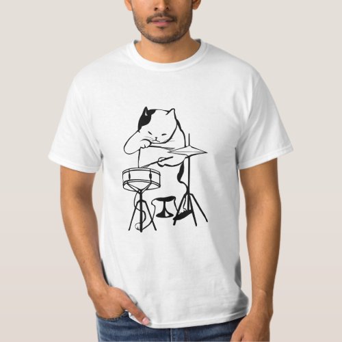 Drummer Cat Drums Musician Rock Jazz Funny Cute T_Shirt