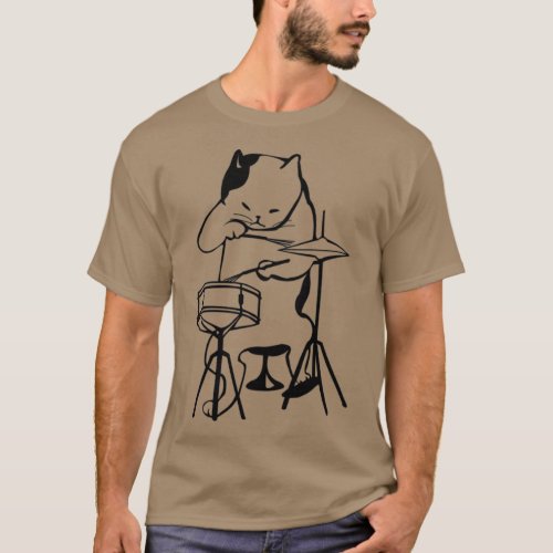 Drummer Cat Funny Drummers Snare Drums Cat Gift  T_Shirt