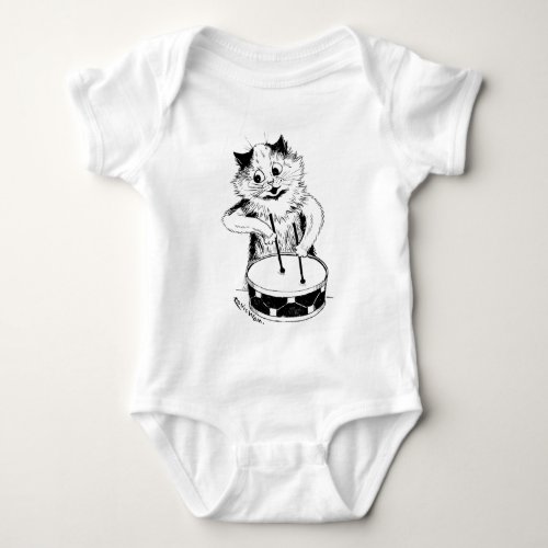 Drummer Cat Louis Wain Baby Bodysuit