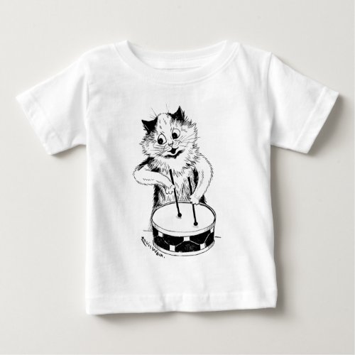 Drummer Cat Louis Wain Baby T_Shirt