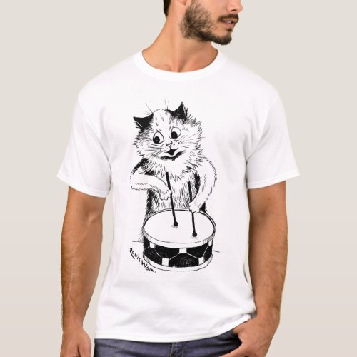 Drummer Cat Louis Wain T_Shirt