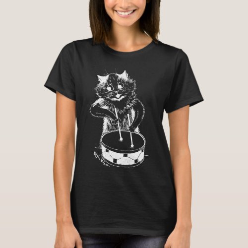 Drummer Cat Louis Wain T_Shirt