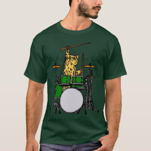 Drummer Cat Music Lover Musician Playing The T-Shirt