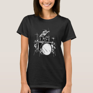 Drummer Cat Playing Drums Drum Set Drums Player Dr T-Shirt