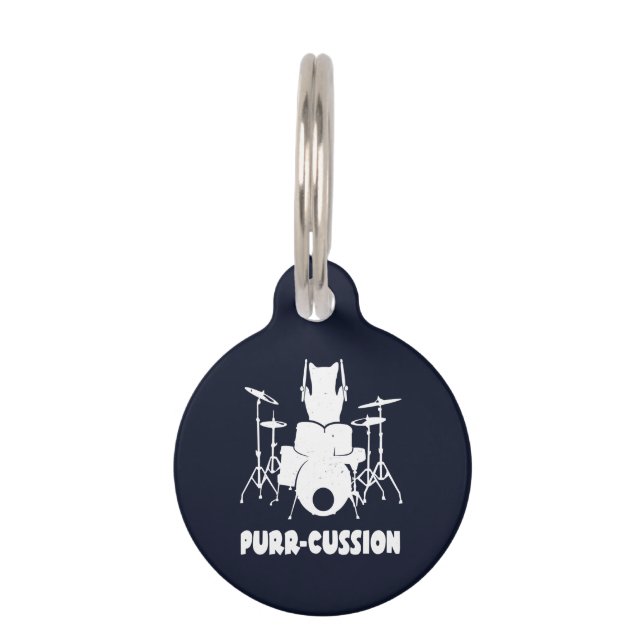 Drummer Cat Purr Cussion Cute Pet ID Tag (Front)
