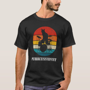 Drummer Cat Purrcussionist Vintage Drums Drumming T-Shirt