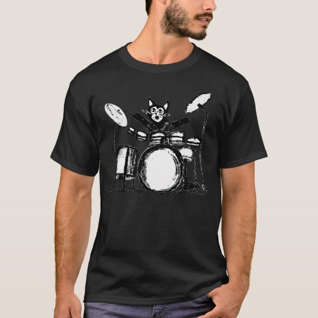 Drummer Cat T-Shirt (Front)