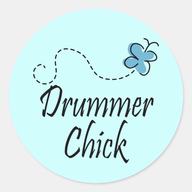 Drummer Chick Classic Round Sticker (Front)