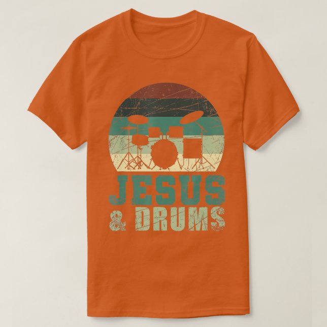 Drummer Christian Religious Drums Player Gift Jesu T-Shirt (Design Front)