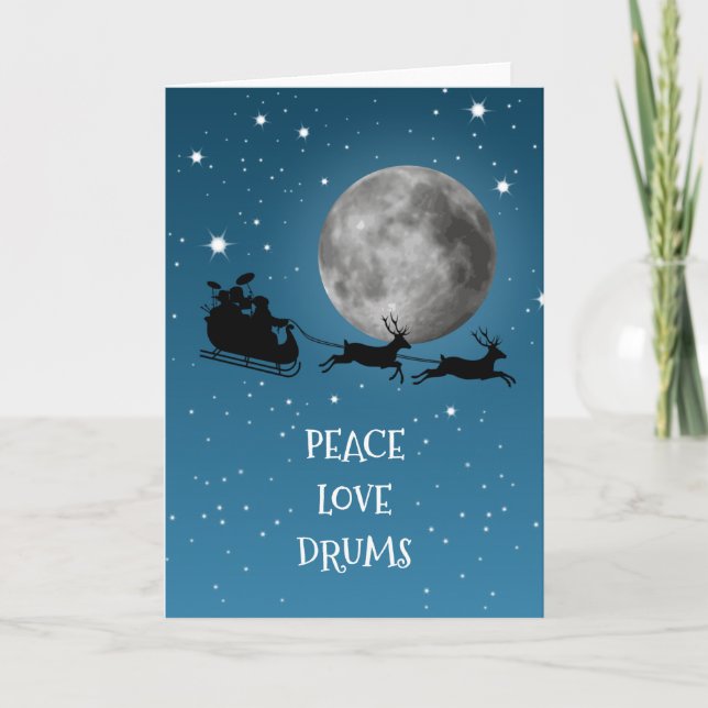 Drummer Christmas Peace Love Drums Drumming Music  Holiday Card (Front)