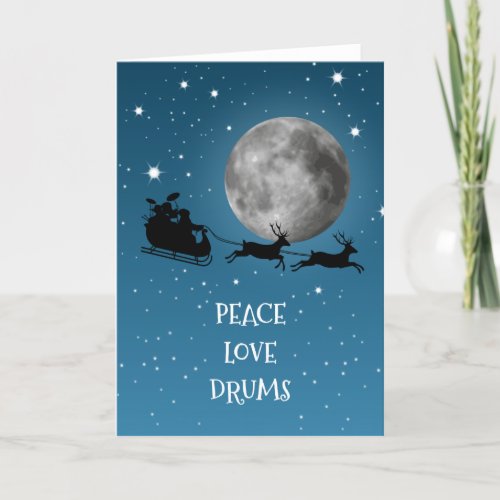 Drummer Christmas Peace Love Drums Drumming Music  Holiday Card