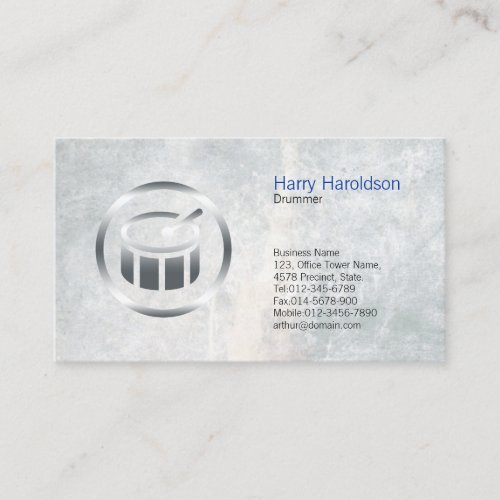 Drummer Chrome Drum Icon Business Card