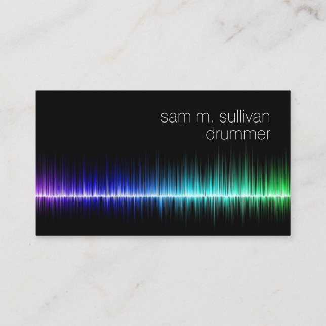 Drummer Colorful Sound Wave Musician Business Card (Front)