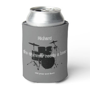 Drummer custom can cooler with a drum