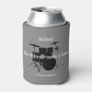 Drummer custom can cooler with a drum