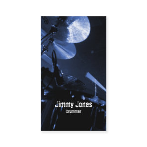 Drummer Cymbals and Toms Blue Business Card