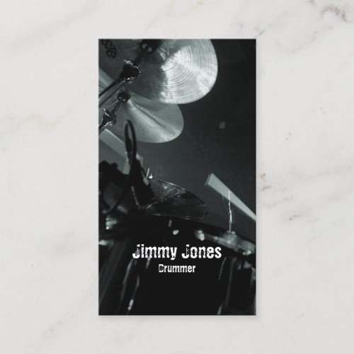 Drummer Cymbals and Toms Grey Business Card