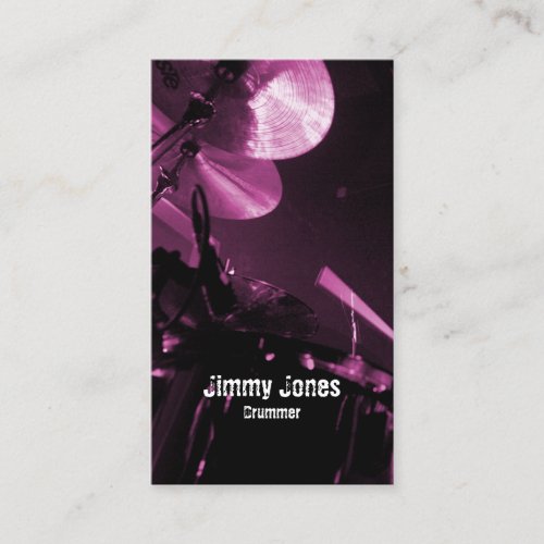 Drummer Cymbals and Toms Magenta Business Card