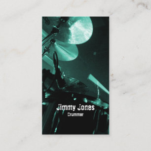 Drummer Cymbals and Toms Turquoise Business Card