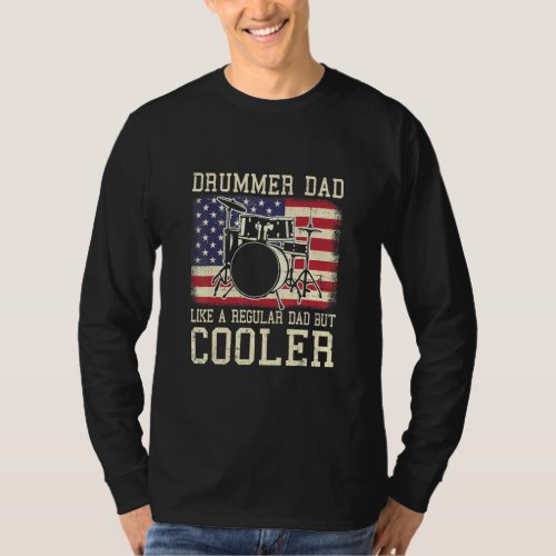 Drummer Dad Like A Regular Vintage Drummer Dad Usa T_Shirt