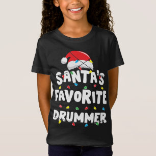 Drummer Drum Christmas Santa's Favorite Funny Gift T-Shirt