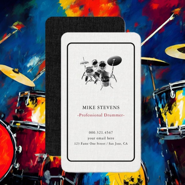 Drummer Drum Kit Band Elegant  Business Card (Creator Uploaded)