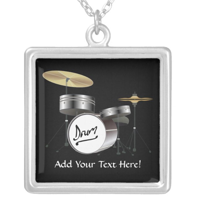 Drummer Drum Kit Personalized Music Necklace (Front)