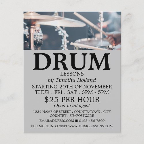 Drummer Drum Lessons Advertising Flyer