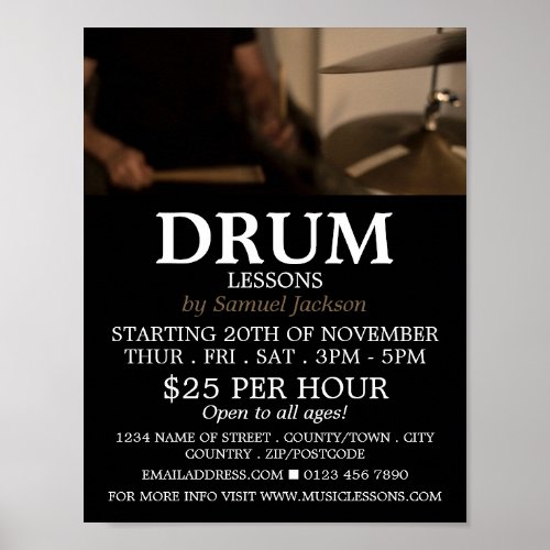 Drummer Drum Lessons Advertising Poster