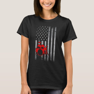 Drummer Drum Retro American Flag 4th of July Musi T-Shirt