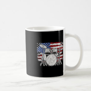 Drummer Drum Set Drums Usa Flag American 4th Of Ju Coffee Mug