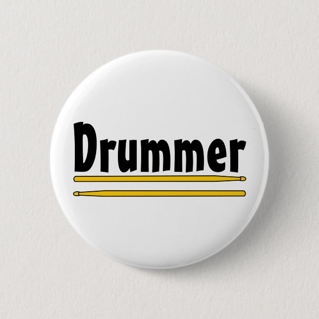 Drummer Drum Sticks  Button (Front)