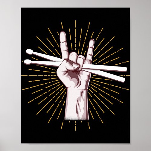 Drummer Drum Sticks Hand Rock Poster