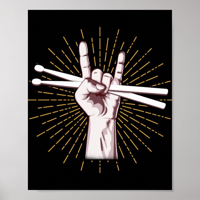 Drummer Drum Sticks Hand Rock Poster (Front)